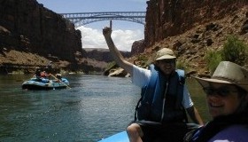 Dane holding up Navaho Bridge